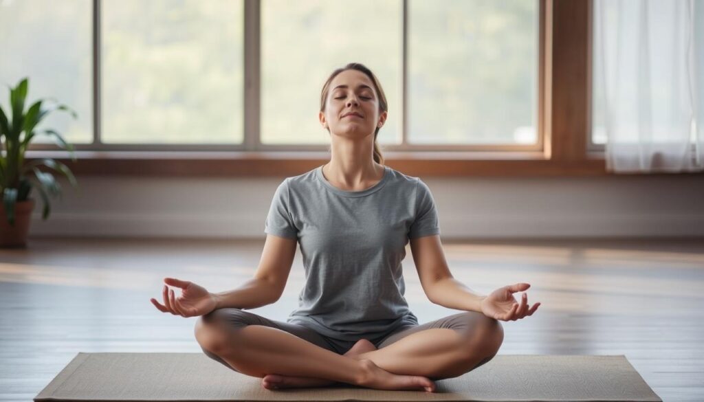 Pessoa praticando meditação para reduzir estresse e como emagrecer rápido