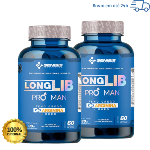 Kit 2x Longlib Pro Man Feno Grego + Arginina + Boro 120 Cáps – Genisis Nutrition