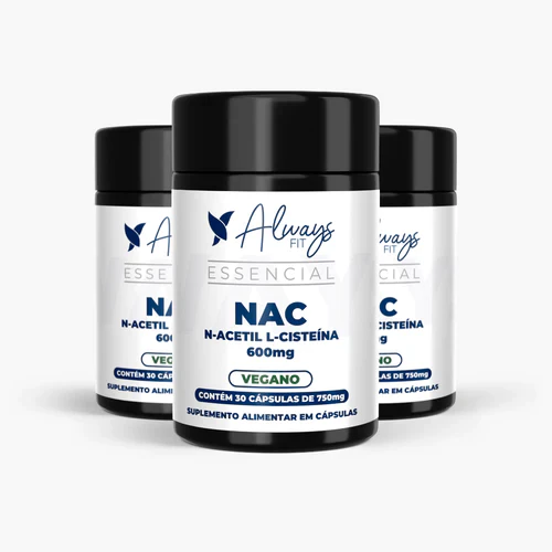 N-Acetil L-Cisteína NAC – 600mg – Precursor da Glutationa – 30 Cápsulas – 3 Unidades