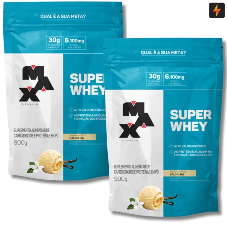 Kit 2x Super Whey Protein Concentrado 900g Max Titanium Proteína Concentrada