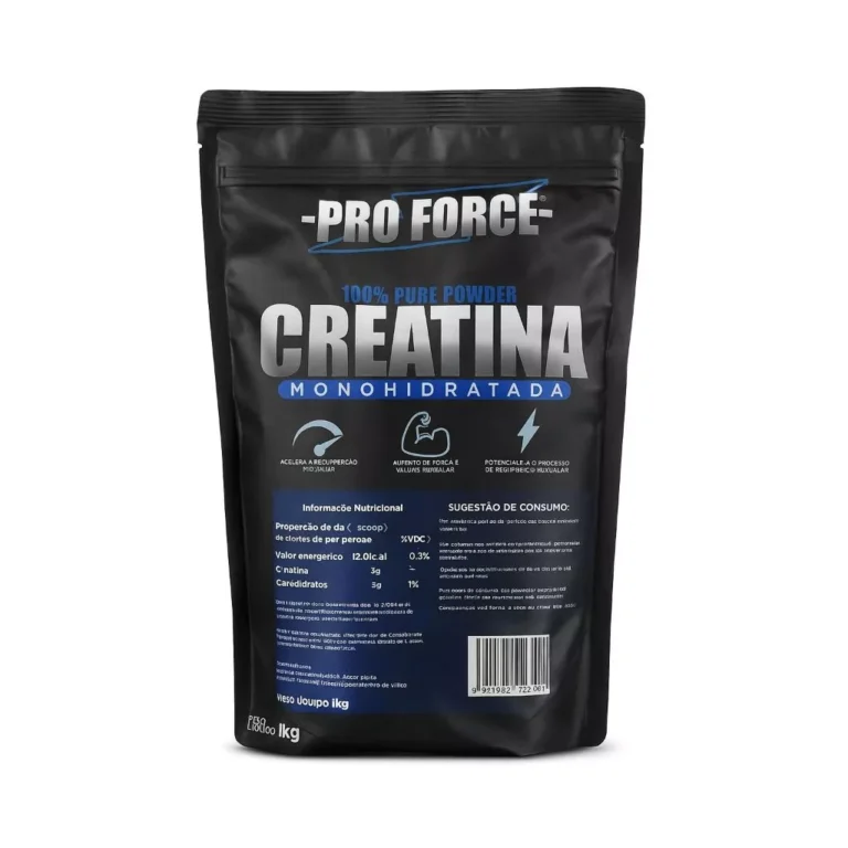 Creatina Monohidratada 100% Pura Pro Force 1kg – Suplemento Original para Força, Energia e Ganho Muscular