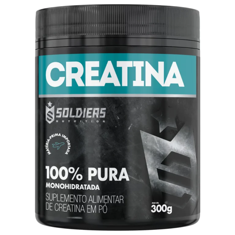 Creatina Monohidratada Pote 300g 100% Pura Importada Soldiers Nutrition Suplemento Performance Muscular Força