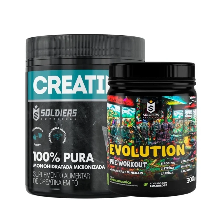 Kit: Creatina 300g + Pré Treino Evolution 300g Soldiers Nutrition Força Performance
